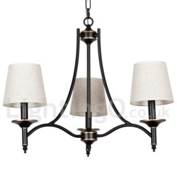 Lampadario a candela nero a 3 luci stile rétro rustico