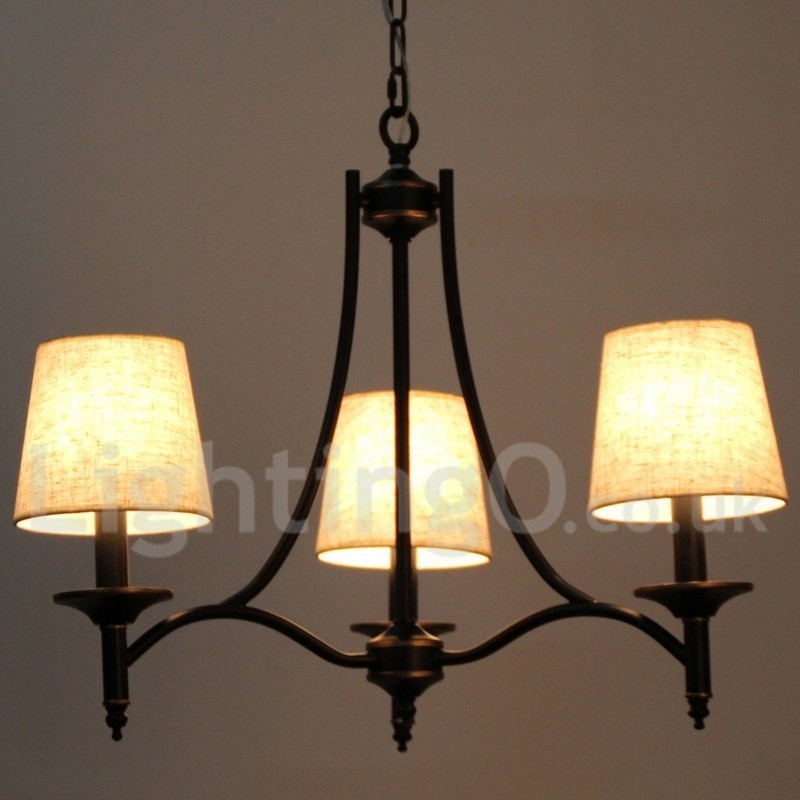 Lampadario a candela nero a 3 luci stile rétro rustico