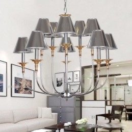 Lampadario a candela cromato moderno contemporaneo a 10 luci