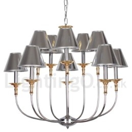 Lampadario a candela cromato moderno contemporaneo a 10 luci