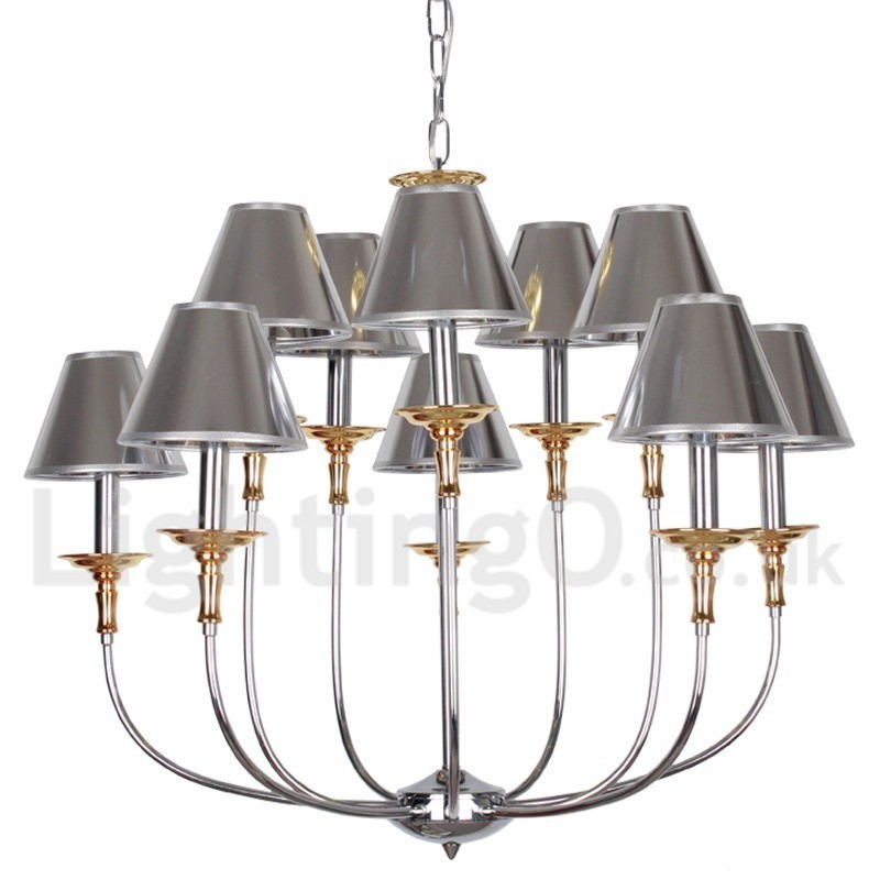 Lampadario a candela cromato moderno contemporaneo a 10 luci