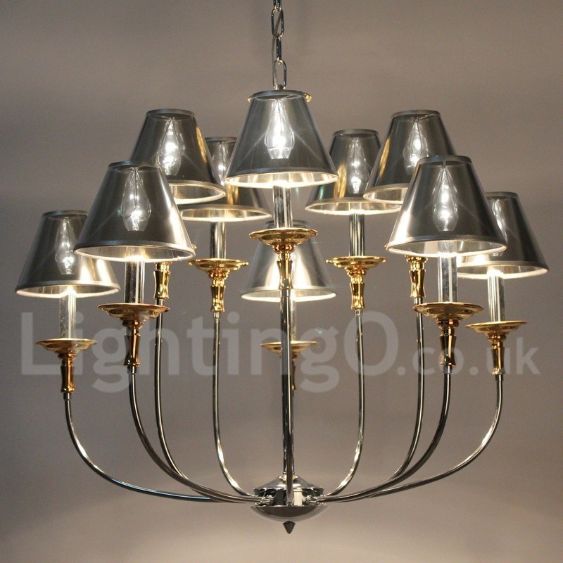 Lampadario a candela cromato moderno contemporaneo a 10 luci