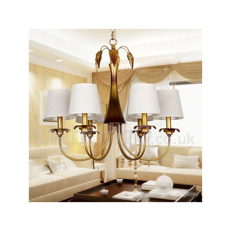 Lampadario rustico contemporaneo a 6 luci stile candela E14