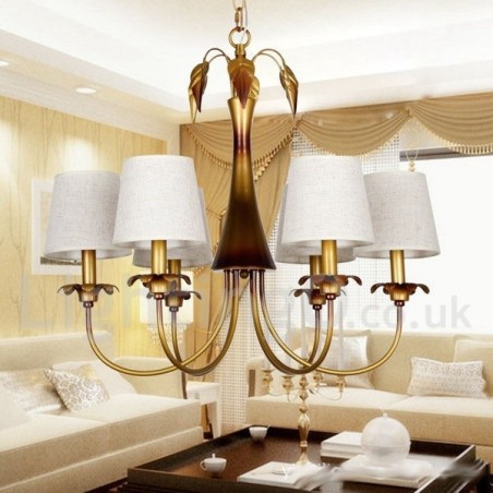 Lampadario rustico contemporaneo a 6 luci stile candela E14