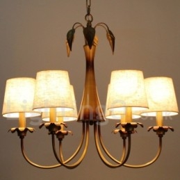 Lampadario rustico contemporaneo a 6 luci stile candela E14