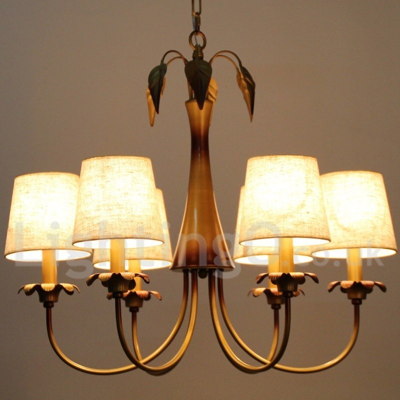 Lampadario rustico contemporaneo a 6 luci stile candela E14