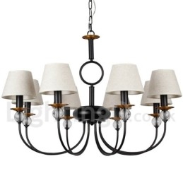 Lampadario rustico retrò nero a 8 luci stile candela