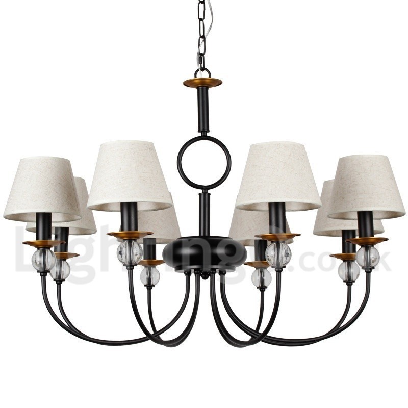 Lampadario rustico retrò nero a 8 luci stile candela