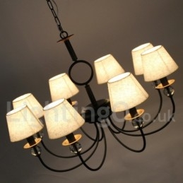 Lampadario rustico retrò nero a 8 luci stile candela