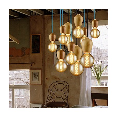 Lampadario mini moderno contemporaneo in legno e bambù