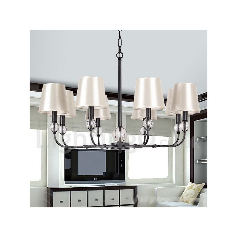 Lampadario a candela nero 8 luci stile rustico retrò contemporaneo