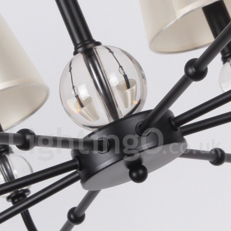 Lampadario a candela nero 8 luci stile rustico retrò contemporaneo