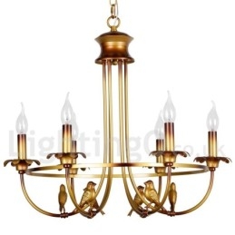 Lampadario vintage 6 luci E14 in acciaio con catena regolabile 0,3 m