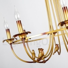 Lampadario vintage 6 luci E14 in acciaio con catena regolabile 0,3 m