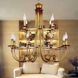 Lampadario retrò vintage a 12 luci E14 in acciaio