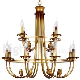 Lampadario retrò vintage a 12 luci E14 in acciaio