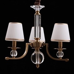 Lampadario contemporaneo in metallo bronzo e cristallo