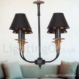 Lampadario retrò vintage a 4 luci a candela con paralumi in tessuto