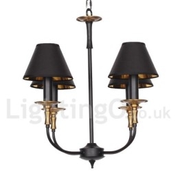 Lampadario retrò vintage a 4 luci a candela con paralumi in tessuto