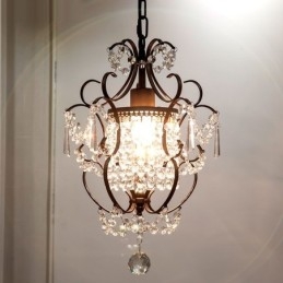 Lampadario in ferro dipinto con cristallo trasparente moderno