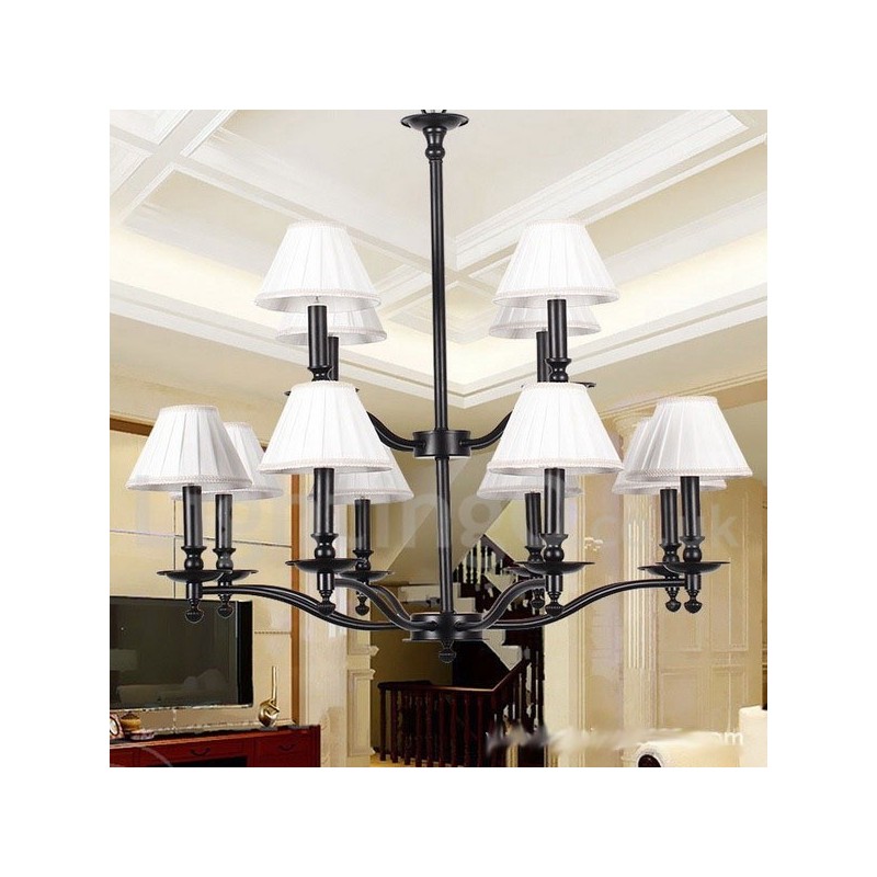 Lampadario a candela retrò rustico a 2 livelli 12 luci E14