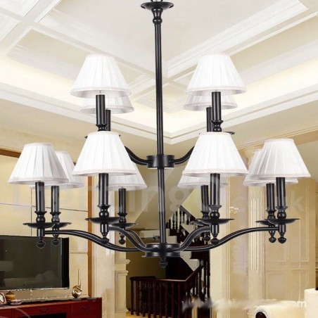 Lampadario a candela retrò rustico a 2 livelli 12 luci E14