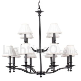 Lampadario a candela retrò rustico a 2 livelli 12 luci E14