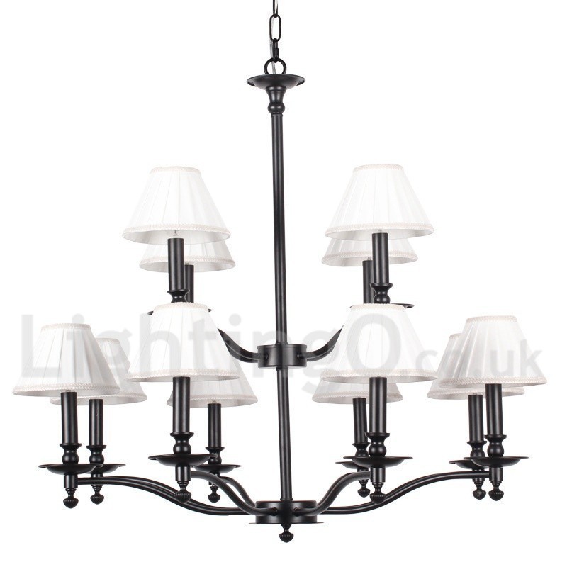 Lampadario a candela retrò rustico a 2 livelli 12 luci E14