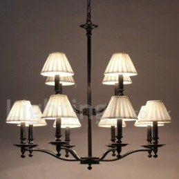 Lampadario a candela retrò rustico a 2 livelli 12 luci E14