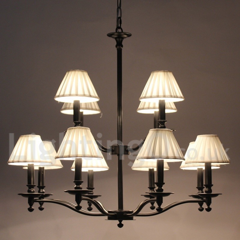 Lampadario a candela retrò rustico a 2 livelli 12 luci E14