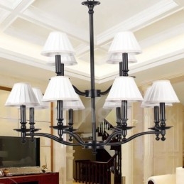 Lampadario retrò grande a 2 livelli 12 luci stile candela E14