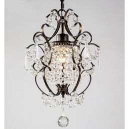 Lampadario in ferro dipinto con cristallo trasparente moderno
