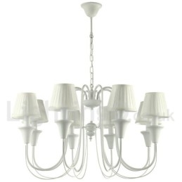 Lampadario retrò vintage bianco a 8 luci con paralumi in tessuto E14