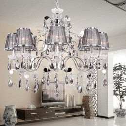 Lampadario a candela in cristallo grigio chiaro K9