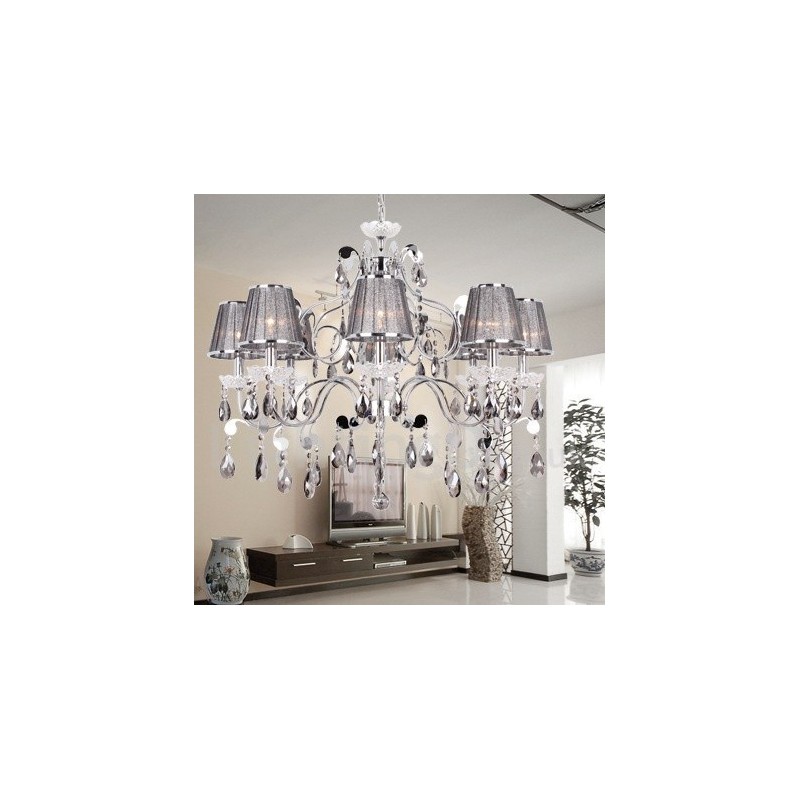 Lampadario a candela in cristallo grigio chiaro K9