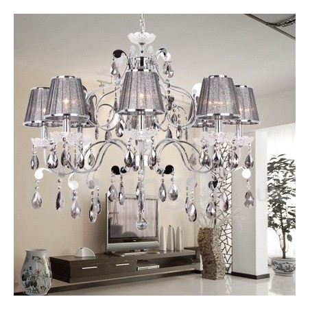 Lampadario a candela in cristallo grigio chiaro K9