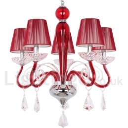 Lampadario moderno a 5 luci stile candela in cristallo K9 rosso
