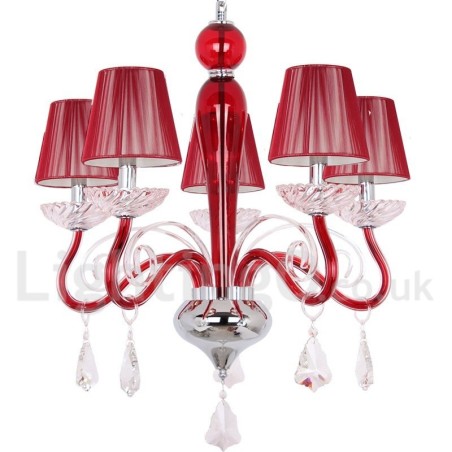 Lampadario moderno a 5 luci stile candela in cristallo K9 rosso