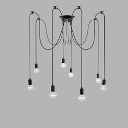 Lampadario a sospensione retrò classico a 8 luci in metallo nero