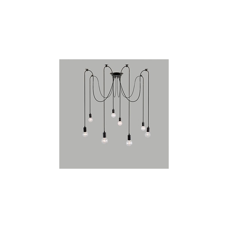 Lampadario a sospensione retrò classico a 8 luci in metallo nero