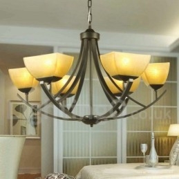 Lampadario mediterraneo a 6 luci con candela nera