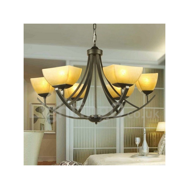 Lampadario mediterraneo a 6 luci con candela nera