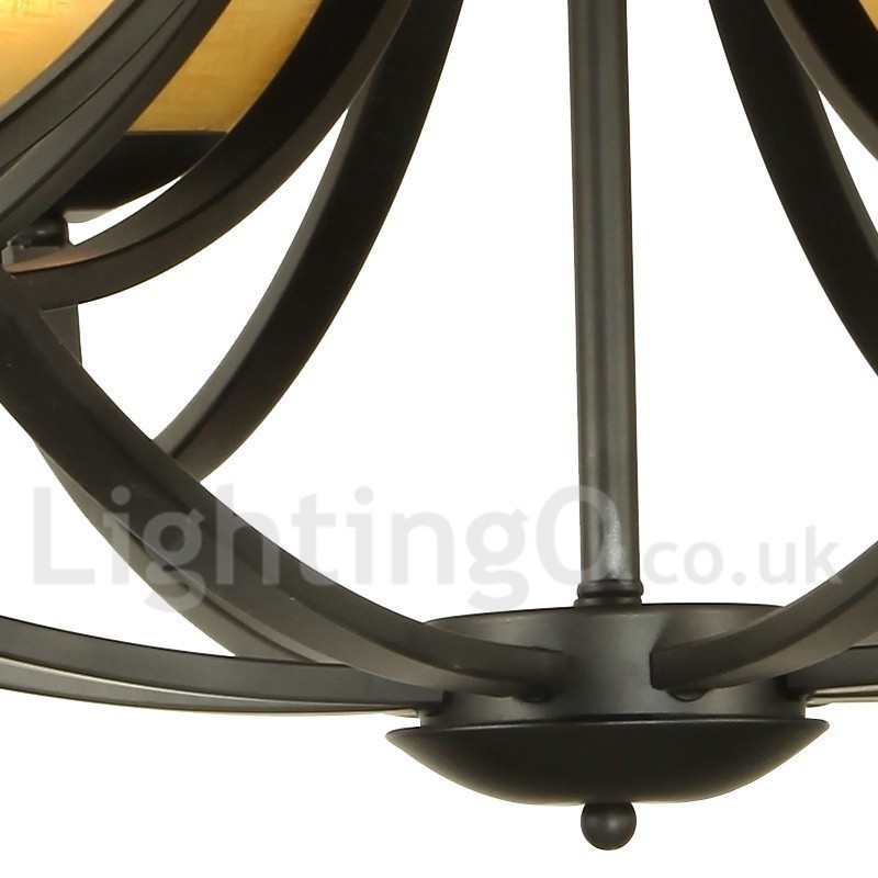 Lampadario mediterraneo a 6 luci con candela nera