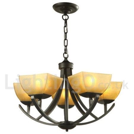Lampadario a 5 luci in stile mediterraneo con candele nere