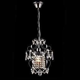 Lampadario in ferro dipinto con cristallo trasparente moderno