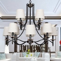 Lampadario in stile candela nero rustico retrò a 12 luci