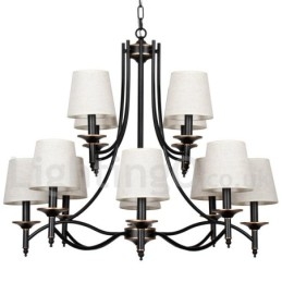 Lampadario in stile candela nero rustico retrò a 12 luci