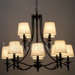 Lampadario in stile candela nero rustico retrò a 12 luci