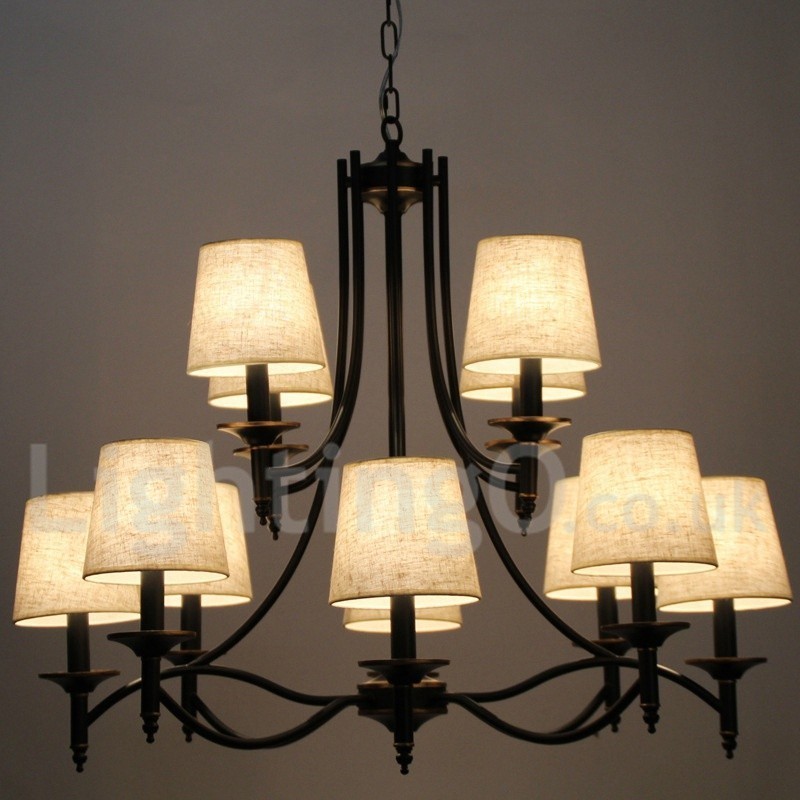 Lampadario in stile candela nero rustico retrò a 12 luci