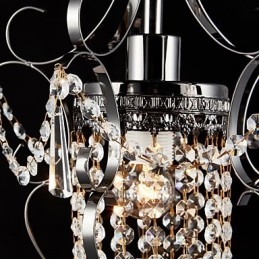 Lampadario in ferro dipinto con cristallo trasparente moderno